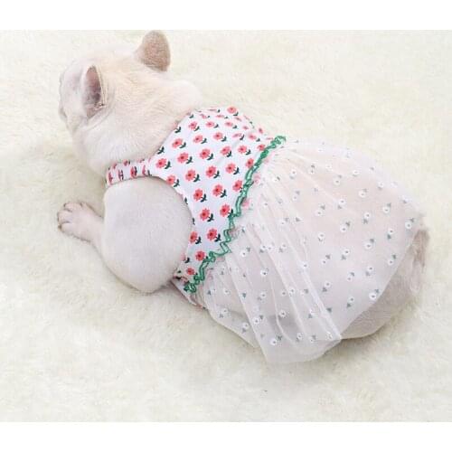 Sweet Floral Pet Dog Dress Spring Summer Princess Skirt Clothes For Small Medium Dog Puppy Chihuahua Pug French Bulldog Clothing