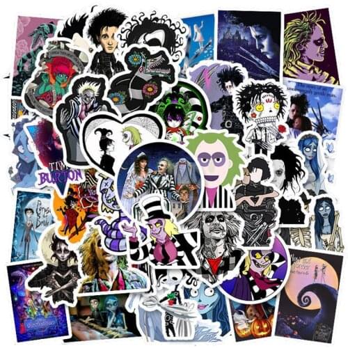 50PCS Tim Burton Movie Stickers Beetlejuice&Corpse Bride Stickers For Kids Luggage Skateboard Laptop Children Toy