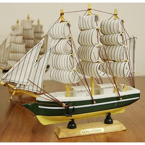 Desktop Decor Business Gifts Retro Wooden Desk Figurines Sailing Ship Modle Creative Wood Crafts Home Place Decoration Crafts