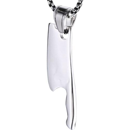 RIR Kitchen Knife Pendants Necklace For Man Punk Style Stainless Steel Cool Men Jewelry Gift Necklaces Silver Gold Color