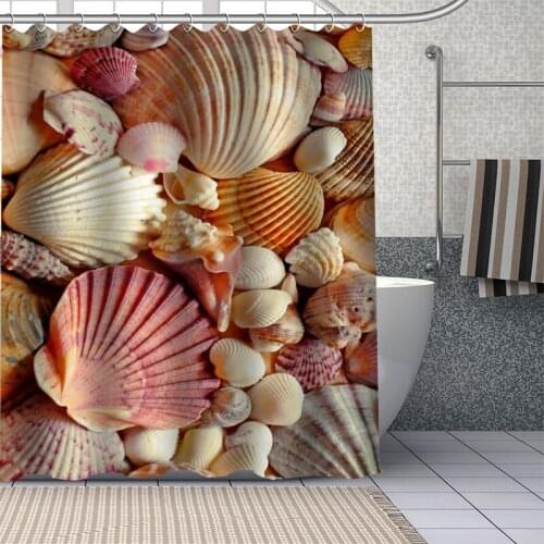 Custom Waterproof Shower Curtains 3D Shell Curtain Bathroom Waterproof Polyester Curtains For Bathroom With Hook
