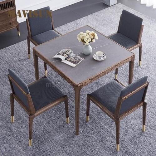 Practical Square Solid Wood Rock Slab Dining Table For Small Apartment Large Dining Table Modern Concise Kitchen Furniture