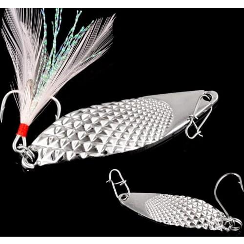 1Pcs Metal Spinner Spoon Fishing Lures 3G-20G Gold Silver Artificial Bait Lure With Feather Treble Hook Trout Pike Bass Tackle