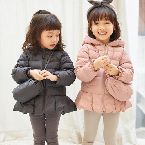With Bag Korean Fashion Girls Down Jacket 2021 Winter New Thicker Warm Hooded Print Outerwear Down Jackets For Girls A619