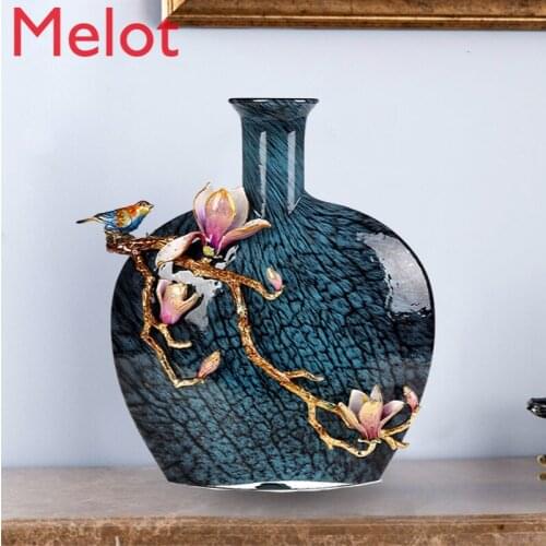 Luxury Chinese Enamel Vase Living Room Home Creative Decoration Decorative Vases Ceramic Home Decoration Countertop Vase