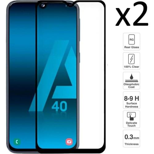 Samsung Galaxy A40, Set 2 pieces tempered glass screen protector anti-scratch ultra thin easy to install