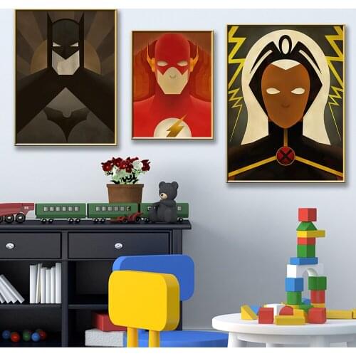 Nordic Cartoon Hero Canvas Art Painting Picture For Kids Room Wall Picture Modern Decor