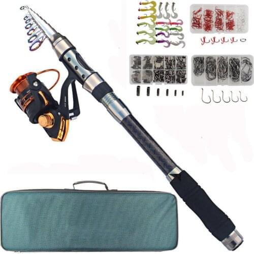 Hyaena 2.1M/2.4M/2.7M/3.0M/3.6M Carbon Fiber Spinning Fishing Rod Reel Combo Telescopic Sea Fishing Rod Set Fishing Tackle