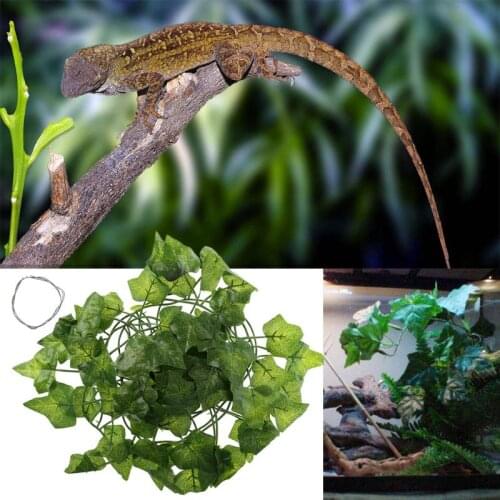 Reptile Terrarium Box Artificial Vine Decoration Lizard Green Leaves Fake Plants Artificial Vine