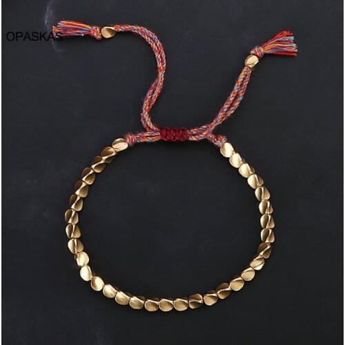 Tibetan Copper Bead Bracelets Handmade Braided Bracelets Adjustable Colorful Thread Beaded Bracelet Unisex VL