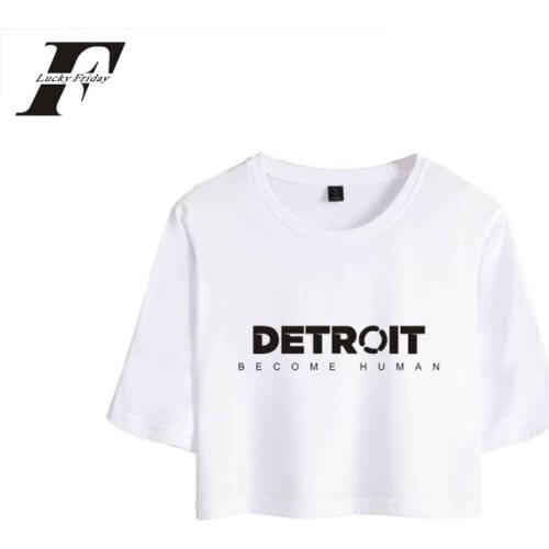 LUCKYFRIDAYF harajuku Detroit Become Human Crop Top T-shirt Hot Game Cotton Short Sleeve T-shirt Clothes Casual tshirt Plus Size