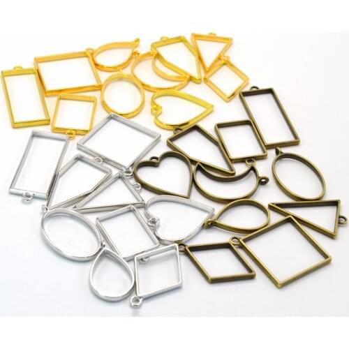 10pcs/lot UV Resin Epoxy Resin Vintage Charm Photo Frame Bronze Tone Ancient Necklace Bracelets Pendant DIY Jewelry Supplies