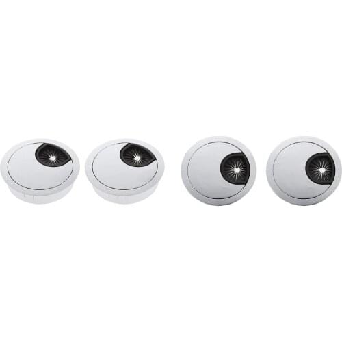4pcs Zinc Alloy Desk Grommet Cord Cable Hole Cover for Office Home Computer Desk Wires Management 50mm Hole (Silver)