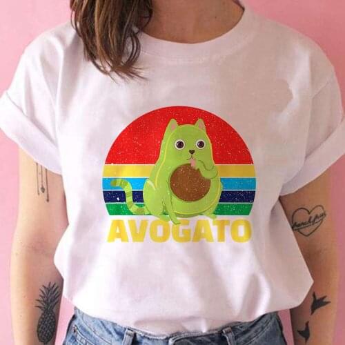 Large Cat Avocado Graphic WomenS T Shirts Hipster Loose Short Sleeve Tee Arrivals Creative Clothing Women Punk Top shirt