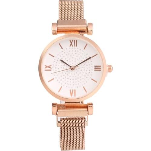 2020 New Brand Rosy Gold Mesh Magnet Buckle Starry Sky Watch Women Casual Quartz Watches Relogio Feminino Ladies Watch