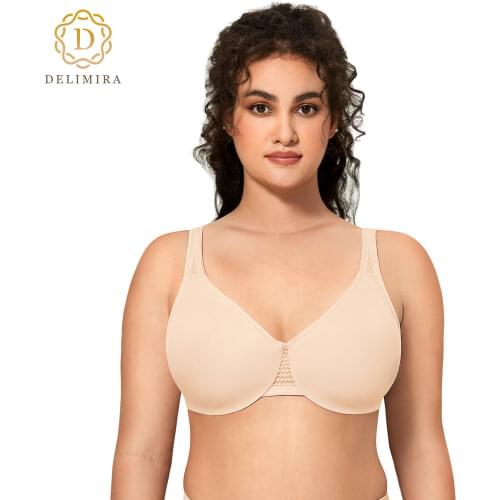 DELIMIRA Womens Plus Size Full Coverage Unlined Underwire Minimizer Bra