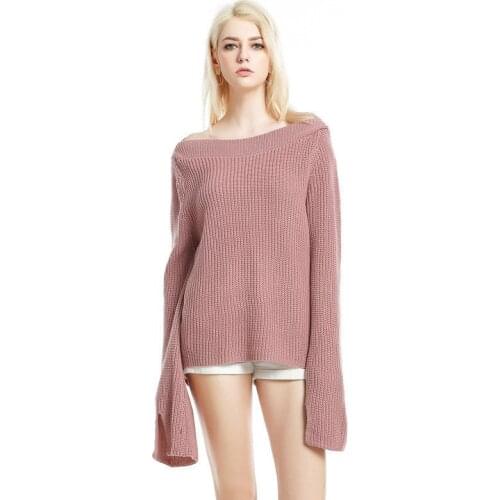 Pullover New Arrival 2019 The New European And American Code For Womens Wear A Sweater Female Pure Colored Horn Sleeve Shirt