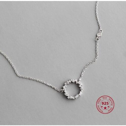 Korean Version Hot Sale 925 Sterling Silver Jewelry Inlaid Zircon Torus Pendant Simple Delicate Personality Womens Necklace