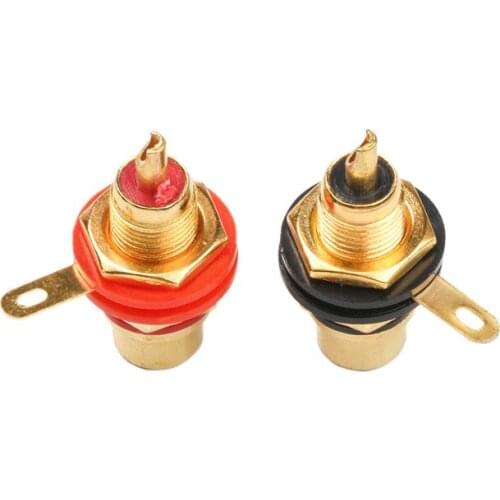 1 Pair RCA Female Socket Connector Gold Plated Connectors Chassis Panel Mount Adapter Audio Terminal Plug