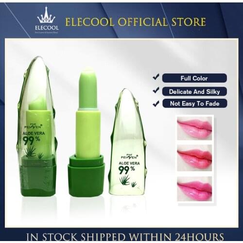 1Pc Lips Care 99% Aloe Vera Lip Balm Color Change With Temperature Jelly Lipstick Plant Moisturizing Base Makeup Lipstick TSLM2