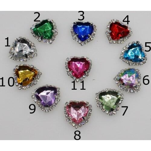 Flat Back 10Pc 20*21MM Heart Rhinestone Button DIY Wedding Inviations Gift Box Decorate Child Clothing Beauty Accessories