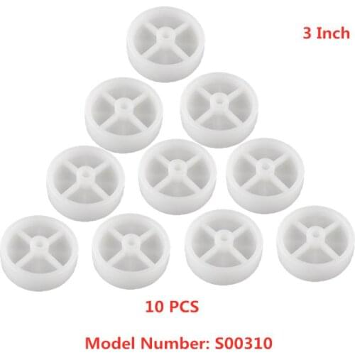 10 Pcs/Lot Casters Wholesale 3-inch White Pp Single Wheel Diameter 7.5cm Bearingless Nylon Agricultural Machinery