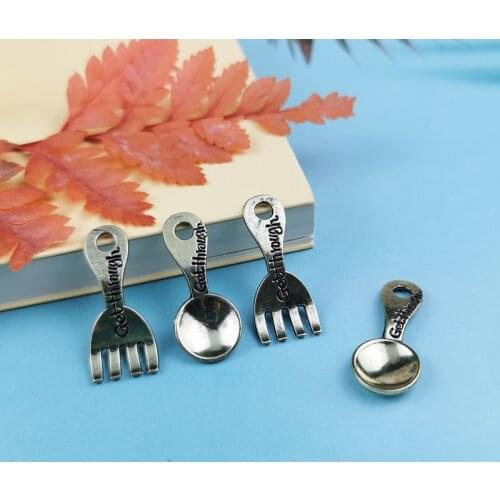 10pcs/Lot Vintage Ancient Bronze Spoon Fork Charms Metal Pendants For Jewelry Making Earring DIY Handmade Craft