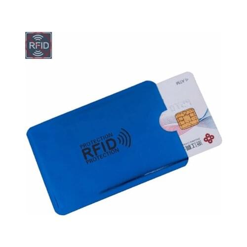 10 units / pack Aluminum Silver Laser Anti Rfid Wallet Locking Lock Reader ID Card Holder Bank Card Business Credit Card
