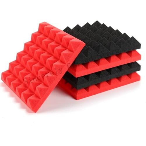 12/24Pcs 300x300x50mm Acoustic Foam Studio Spong Soundproof Sound Absorption Treatment Panel Tile Wedge Protective Sealing Strip
