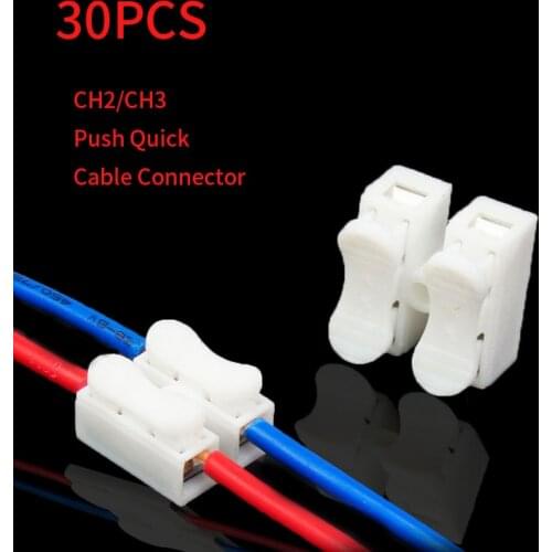 30/50/100PCS CH2/CH3/ High Pressure Resistant 2pin 3pin 10A 220V Push Quick Wire Cable Connector White Wiring Terminal