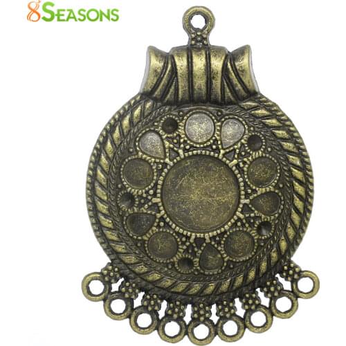 8SEASONS Connectors Findings Round Antique Bronze Pattern Carved Cabochon Setting 5.5x3.9cm,5PCs (B27483)