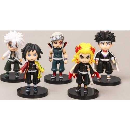 7cm Demon Slayer Kyoujurou Shinobu Tengen Mitsuri Obanai Gyoumei Tanjirou Giyuu Cute Mini PVC Action Figure Model 9Pcs/Set