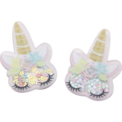 David accessories 5Pcs Unicorn Sequins Quicksand Liquid Acrylic For Phone Case DIY Kids Hair Clip Headdress Accessories,5Yc6678