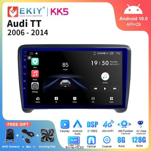 EKIY 9‘’ QLED Android 10 Car Radio For Audi TT MK2 8J 2006-2012 GPS Navigation Multimedia Video Player Head Unit No DVD 2 Din