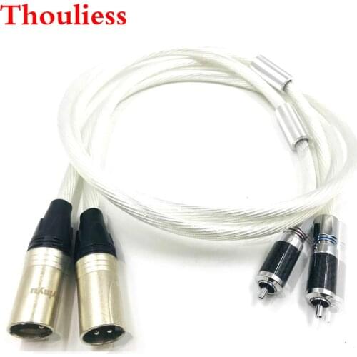 Thouliess Pair Rhodium plated RCA to XLR Balance Cable Hi-end Pure Silver 7NOCC Cable 2RCA Male to 2XLR male Cable Balanced Cord
