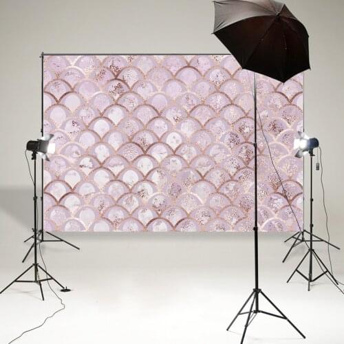 BEIPOTO Pink Mermaid Fish scale background birthday party decoartion candy table dessert banner poster photography backdrop b828