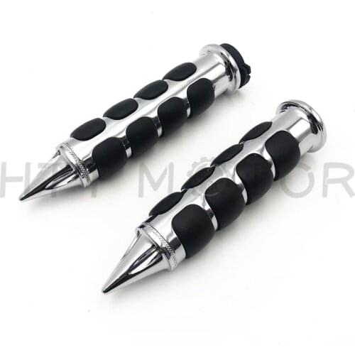 Free Shipping 1" 25mm Handlebar Grips For Harley Davidson FXDL Dyna Low Rider Aftermarket Motorcycle Parts Chrome Spike