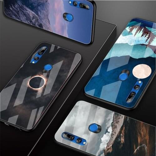 Mountain Marble Moon Sun Forest Tempered Glass Phone Case For Huawei honor 8X 9 10i 20i 20Lite 20Pro 30 Pro Cover Shell