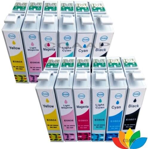 12 INK CARTRIDGES FOR COMPATIBLE EPSON STYLUS PHOTO P50 R265 R285 R360 RX560 RX585 RX685 PX700W PRINTER T0801-T0806 T0807XL