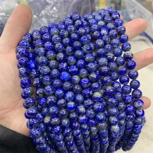 Luster Undyed Afghanistan Natural Stone Lapis Lazuli Gemstone Healing Round Beads 15" Strand 4 6 8 10 12MM For Jewelry Making
