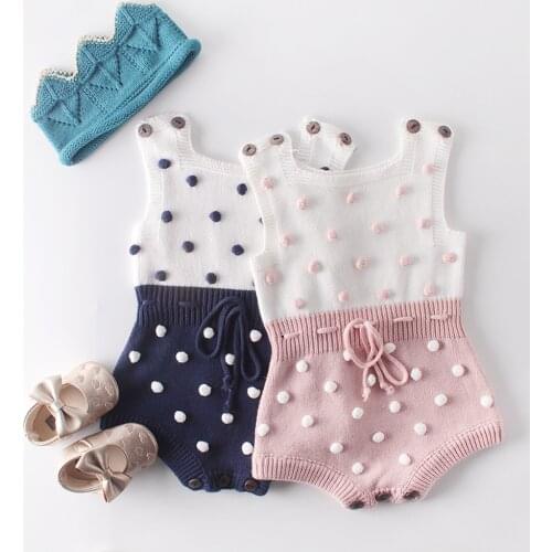 0-24M Newborn Kid Baby Boys Girls Clothes Polka Dot Sweater Romper Cute Sweet Knitted Jumpsuit Lovely Warm Knittwear Outfit