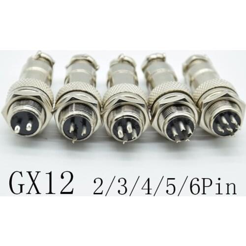 1set (Male + Female) GX12 2/3/4/5/6 Pin 12mm L88-93 Circular Aviation Socket Plug Wire Panel Connector