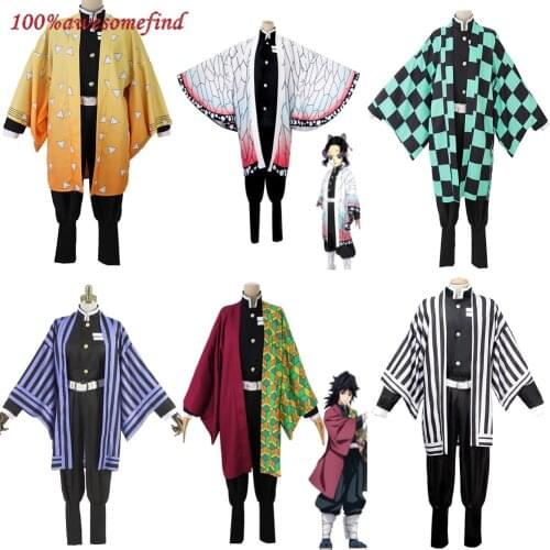 Kimetsu no Yaiba Demon Slayer Kamado Tanjirou Kochou Shinobu Iguro Obanai Agatsuma Zenitsu Tomioka Giyuu Cosplay Costume Kimono