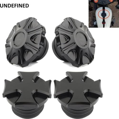 Motorcycle Tank Cap Cross Vented Fuel Gas Caps Black for Harley Sportster 883 1200 XL Touring Road King Dyna Softail 1996-later