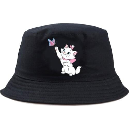 Disney The Aristocats Marie Cat Fishing Hat Beauty Summer Bucket Hat Casual Kids Panama Outdoor Reversible Cartoon Cute Harajuku