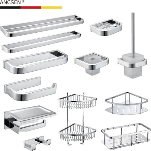 Bathroom Hardware Set Mirror Polished Stainless Steel Towel Rack Toilet Paper Holder Towel Bar Hook toilet brush Bathroom parts