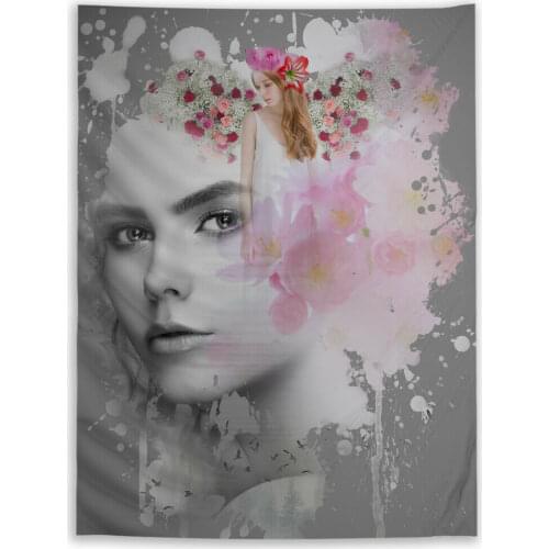 Girl Flower Wall Hanging Tapestry Bedroom Home Decoration