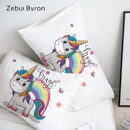 3D Cartoon Pillow Case Pillowcase Custom,Decorative Pillow Cover,Bedding for Kids/Baby/Children/Boy/Girl Magic rainbow unicorn