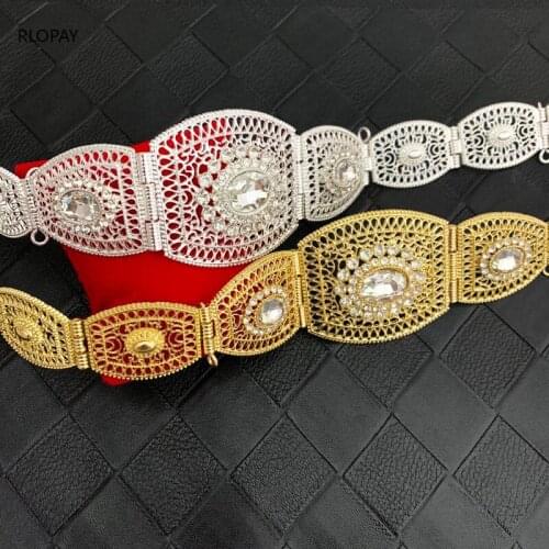 New Rhinestone Belt for Bridal Gowns Luxury Long Chain Belts In Gold Arabic Wedding Accessories Adjustable Wedding Dress Belts