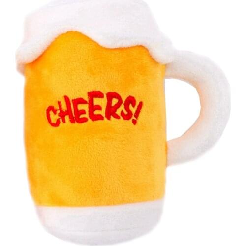 2020 New Cute Plush Toys Squeak Cartoon Dog Toys Stuffed Squeaking Pet Toy Dog Chew Squeaky Beer Bottle Dog Toys